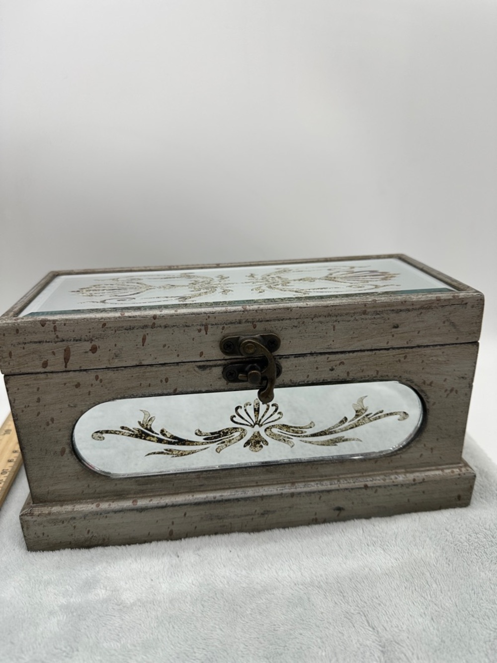 Vintage Vanity, Mirrored Gold & Silver Motif’s, Velvet Lined Jewelry Box